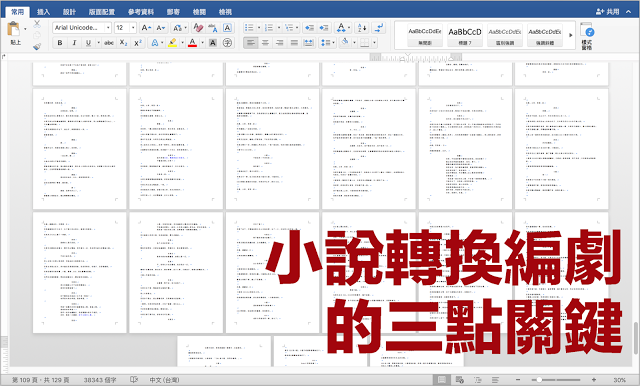 【寫作雜談】擔任編劇，從小說轉換編劇的三點關鍵